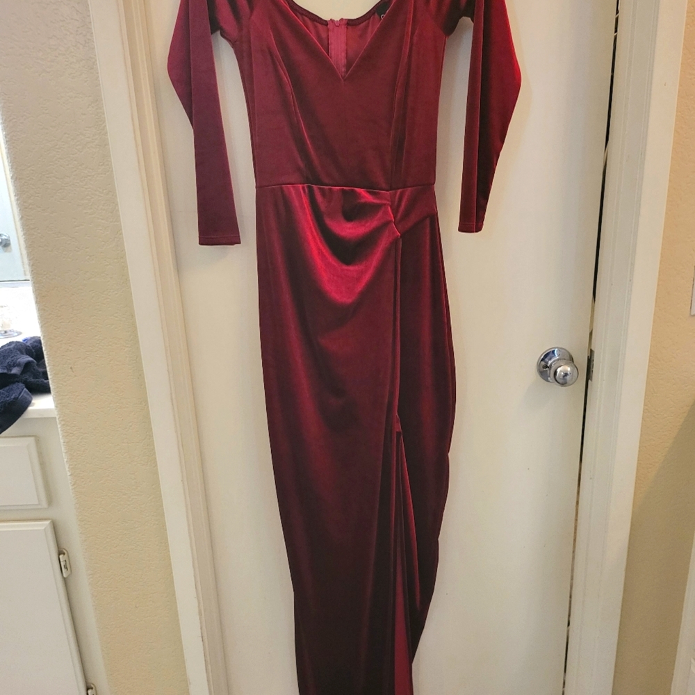 Womens red formal velvet dress